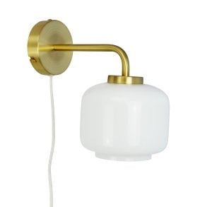 Dyberg-Larsen - Arp D15 Wall Light - Opal/Brass - Matt Brass von Dyberg-Larsen