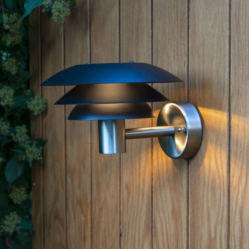 Dyberg Larsen Außenwandlampe DL20, schwarz/stahl, Stahl von Dyberg Larsen