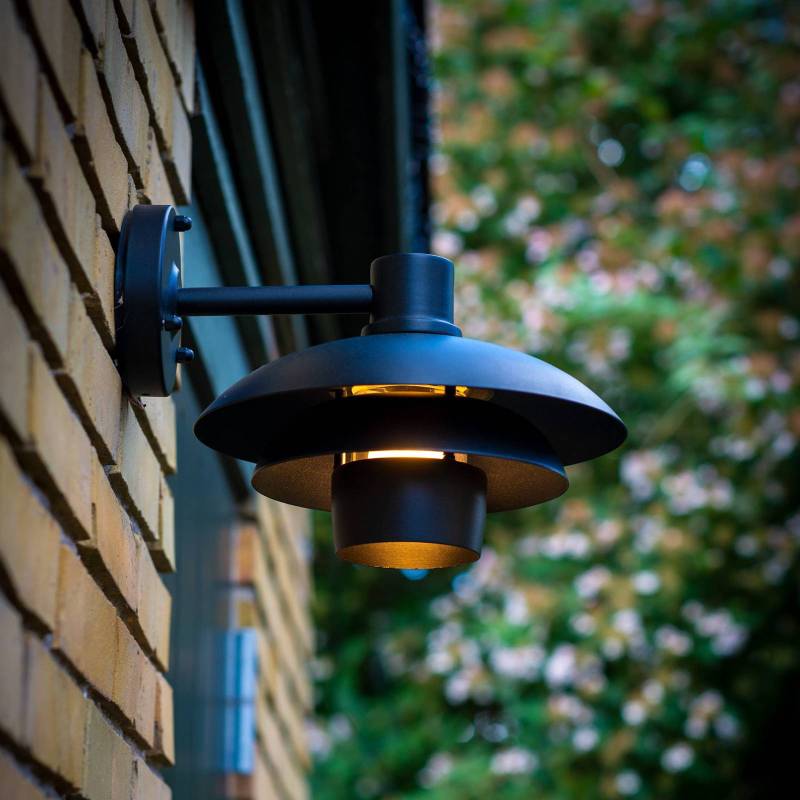 Dyberg Larsen Außenwandlampe Morph, Ø 24 cm, schwarz, Metall von Dyberg Larsen