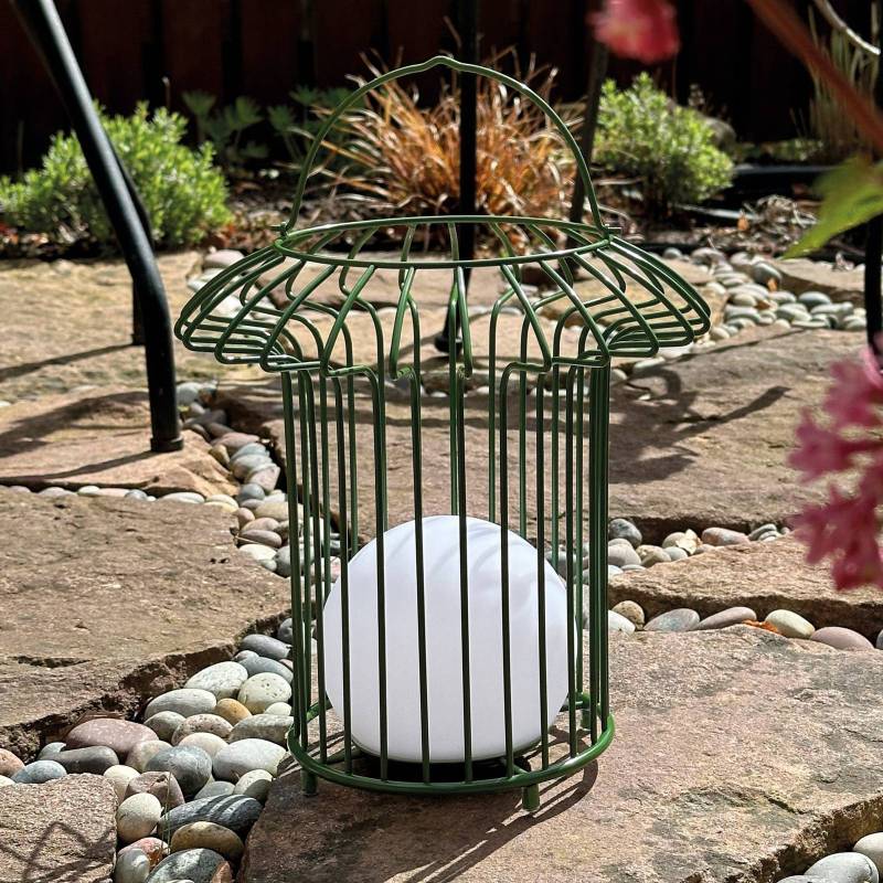Dyberg Larsen LED-Akku-Tischlampe Basket, grün, Metall von Dyberg Larsen
