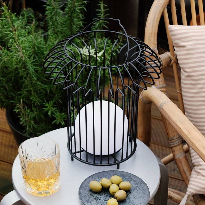 Dyberg Larsen LED-Akku-Tischlampe Basket, schwarz, Metall von Dyberg Larsen