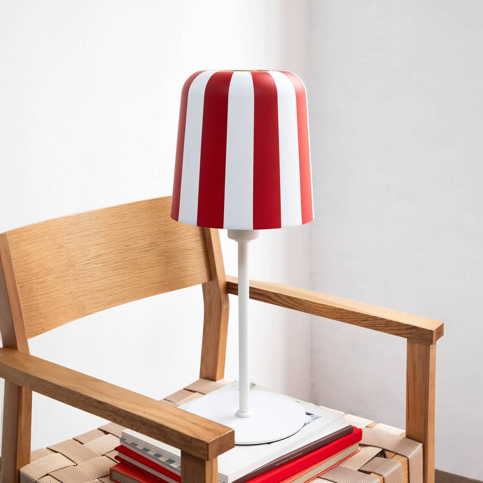 Dyberg Larsen Tischlampe Gry, rot/weiß, Höhe 49,5 cm, Metall von Dyberg Larsen