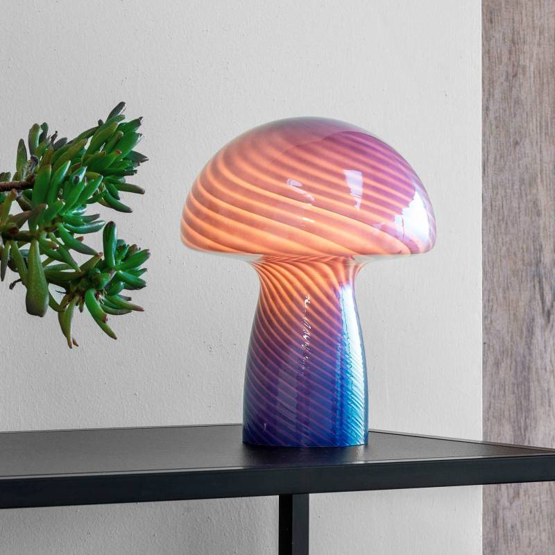 Dyberg Larsen Tischlampe Mushroom, blau, Höhe 23 cm, Glas von Dyberg Larsen