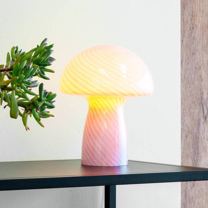 Dyberg Larsen Tischlampe Mushroom, pink, Höhe 23 cm, Glas von Dyberg Larsen