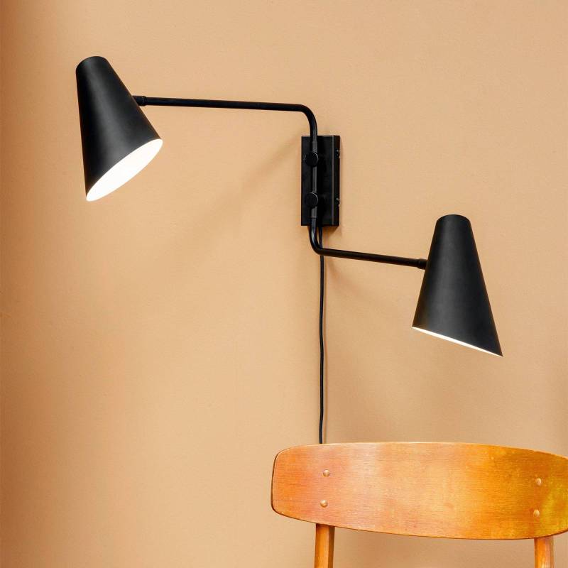 Dyberg Larsen Wandlampe Cale, schwarz, Metall, 2-flg von Dyberg Larsen