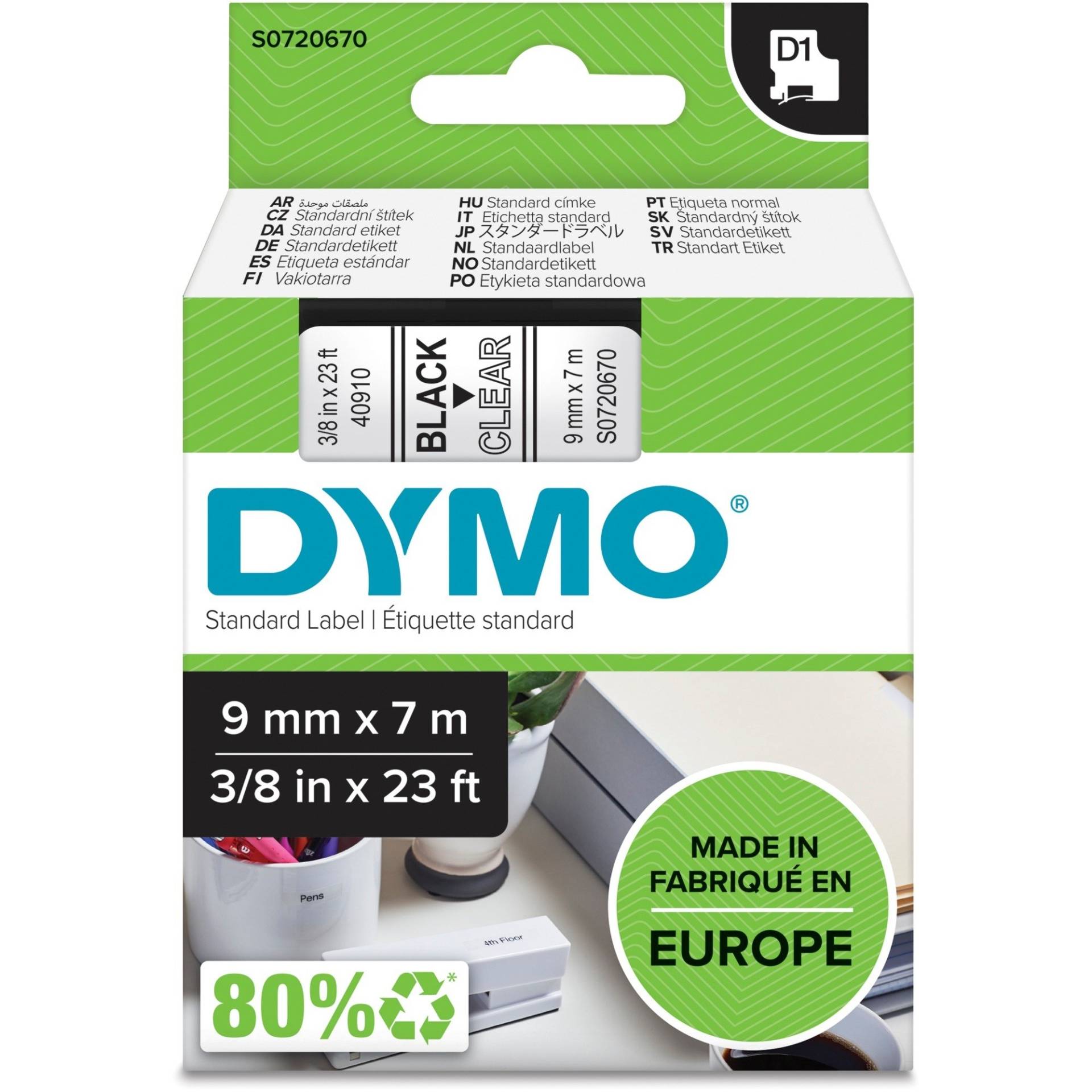 D1 ORIGINAL Schriftband, schwarz auf transparent, 9mm x 7m D1 ORIGINAL Schriftband, schwarz auf transparent, 9mm x 7m von Dymo