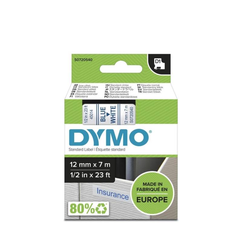 DYMO® Original D1-Schriftband für LabelManager™ 12mm x 7m - blau auf weiss von Dymo