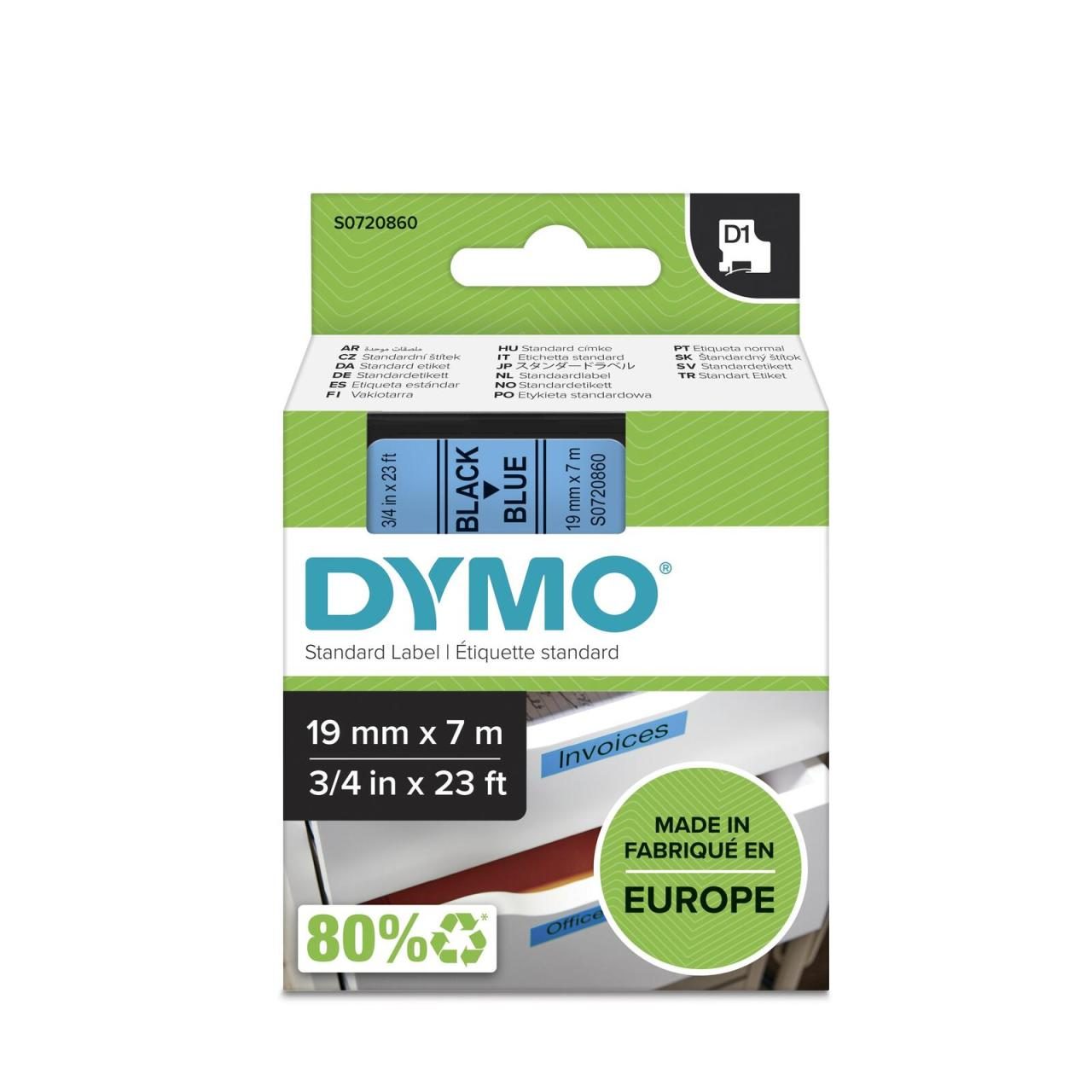 DYMO® Original D1-Schriftband für LabelManager™ 19mm x 7m - schwarz auf blau von Dymo