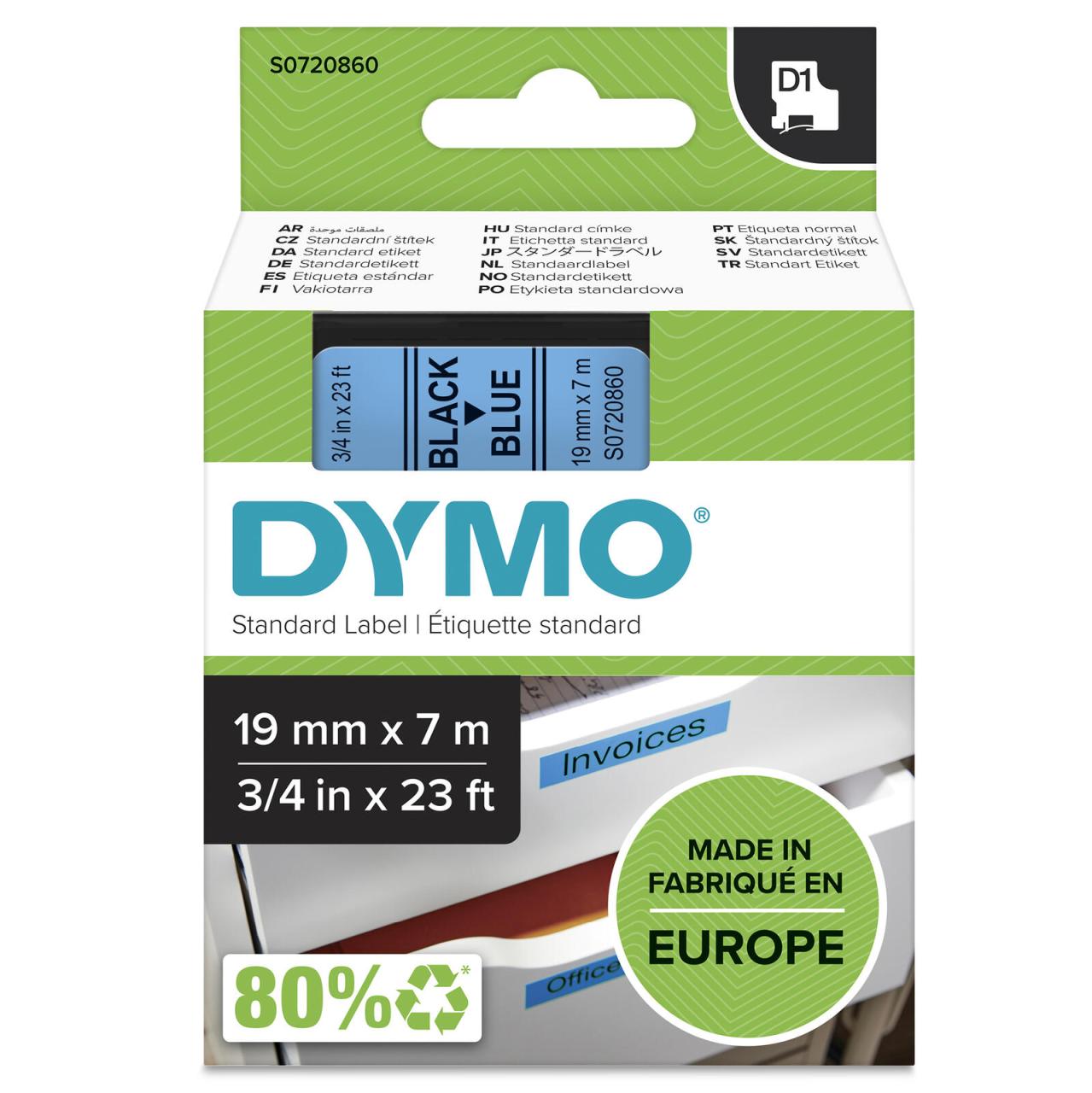 DYMO® Original D1-Schriftband für LabelManager™ 19mm x 7m - schwarz auf blau von Dymo