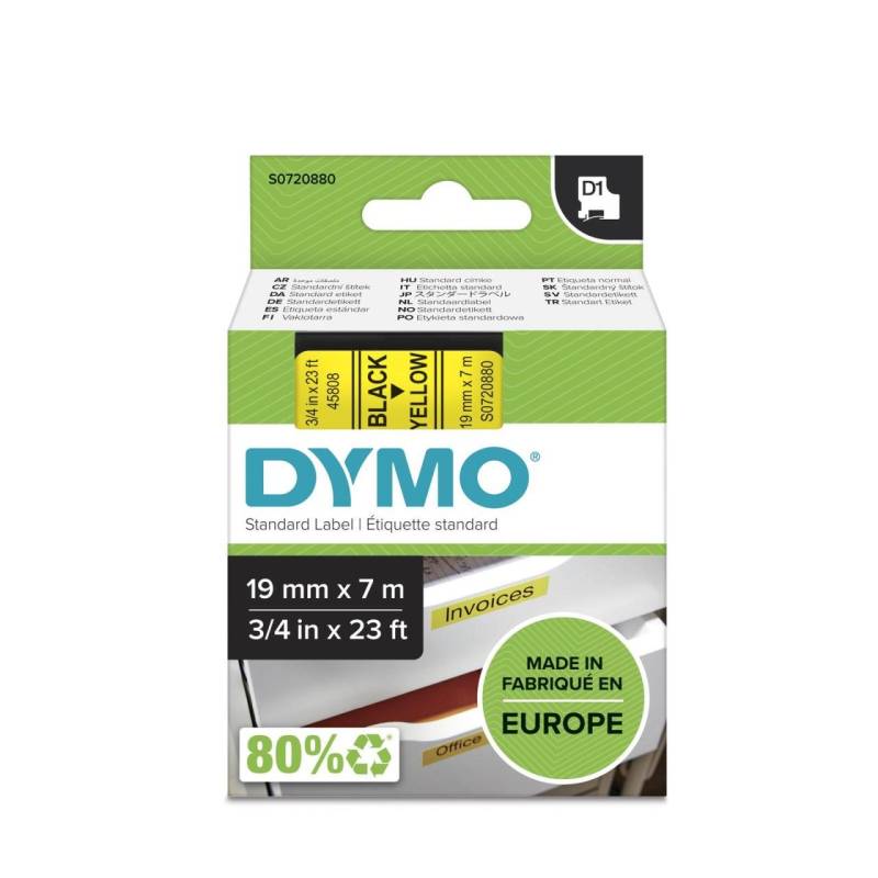 DYMO® Original D1-Schriftband für LabelManager™ 19mm x 7m - schwarz auf gelb von Dymo
