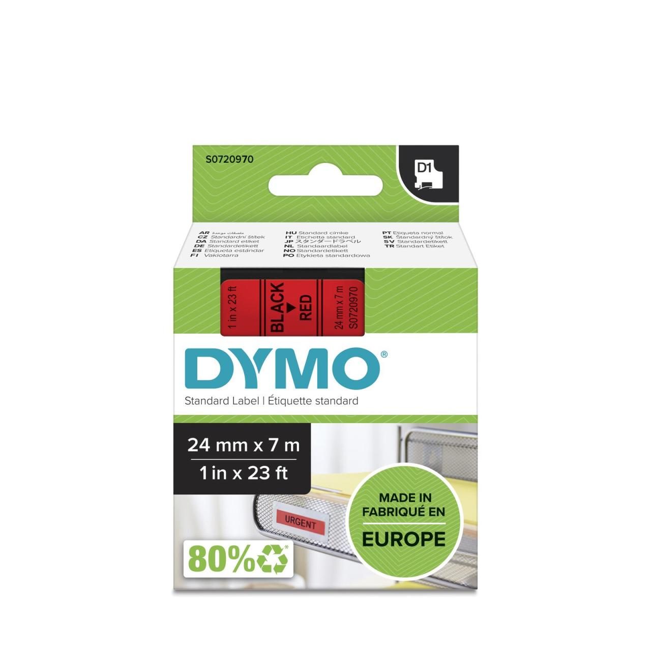 DYMO® Original D1-Schriftband für LabelManager™ 24mm x 7m - schwarz auf rot von Dymo