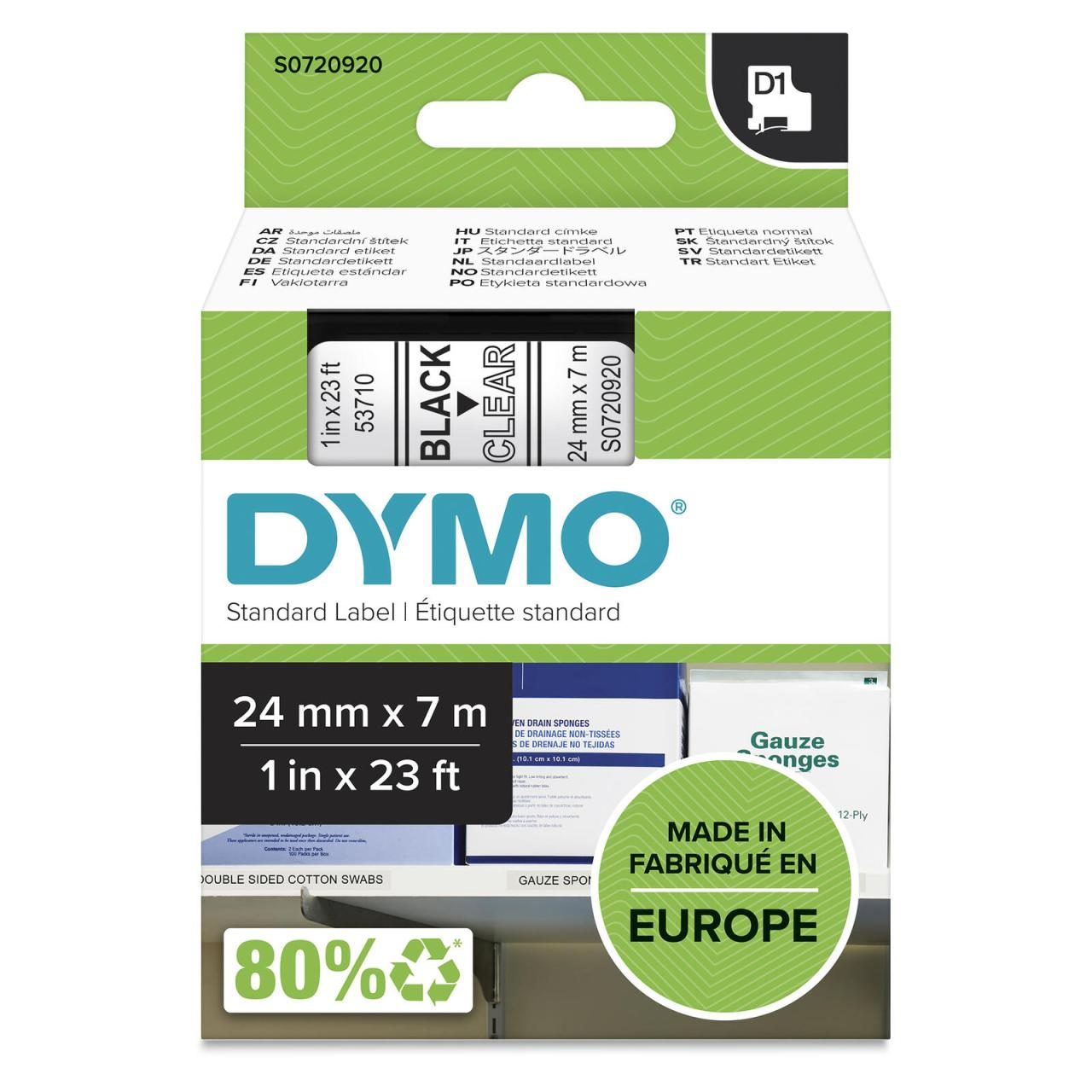 DYMO® Original D1-Schriftband für LabelManager™ 24mm x 7m - schwarz auf trans... von Dymo