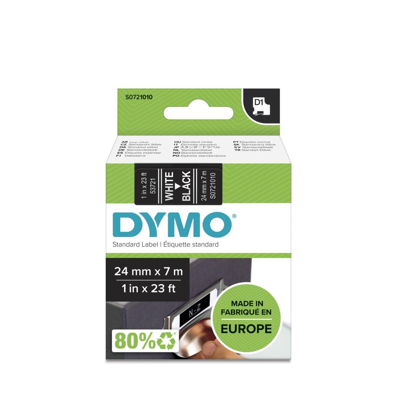 DYMO® Original D1-Schriftband für LabelManager™ 24mm x 7m - weiss auf schwarz von Dymo