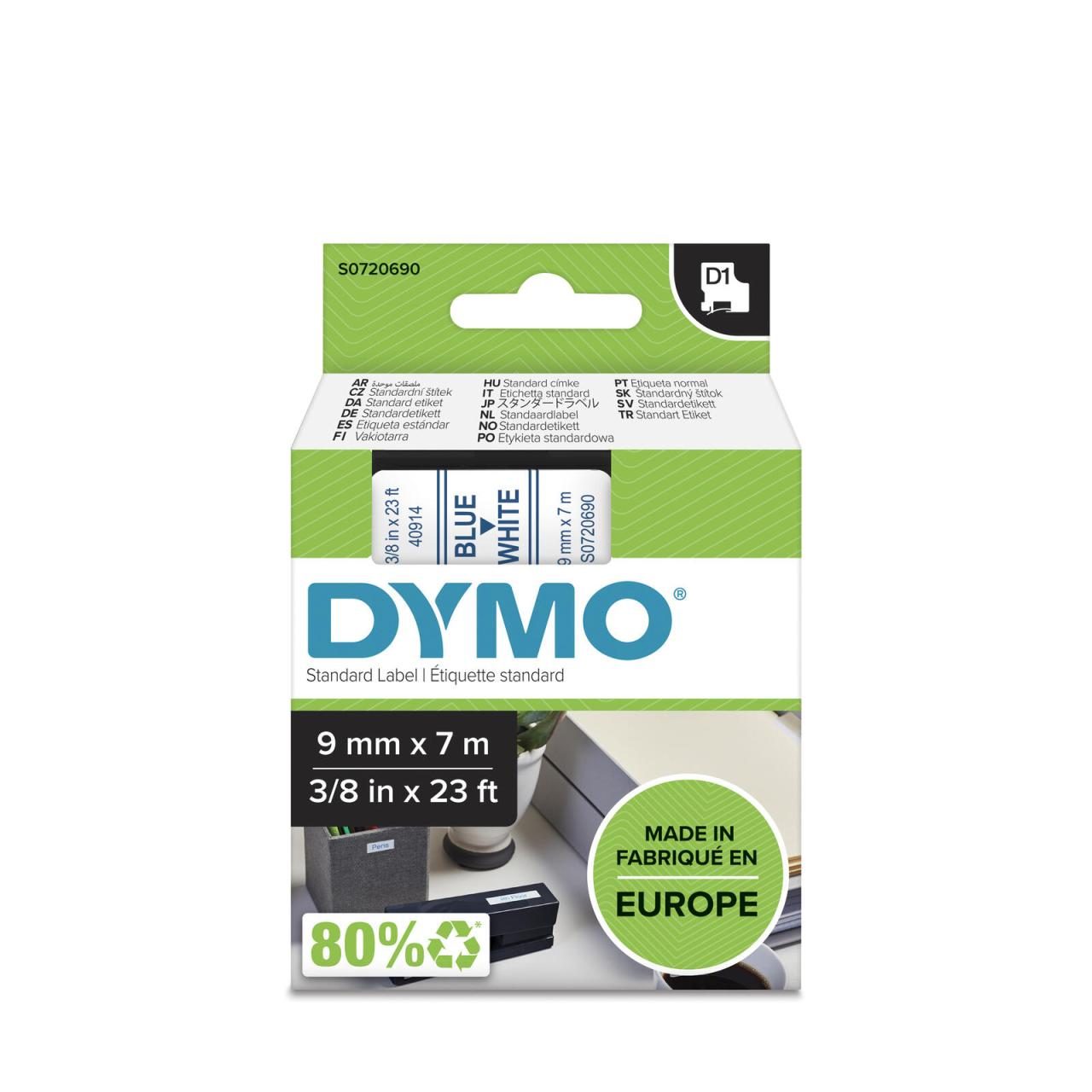 DYMO® Original D1-Schriftband für LabelManager™ 9mm x 7m - blau auf weiss von Dymo