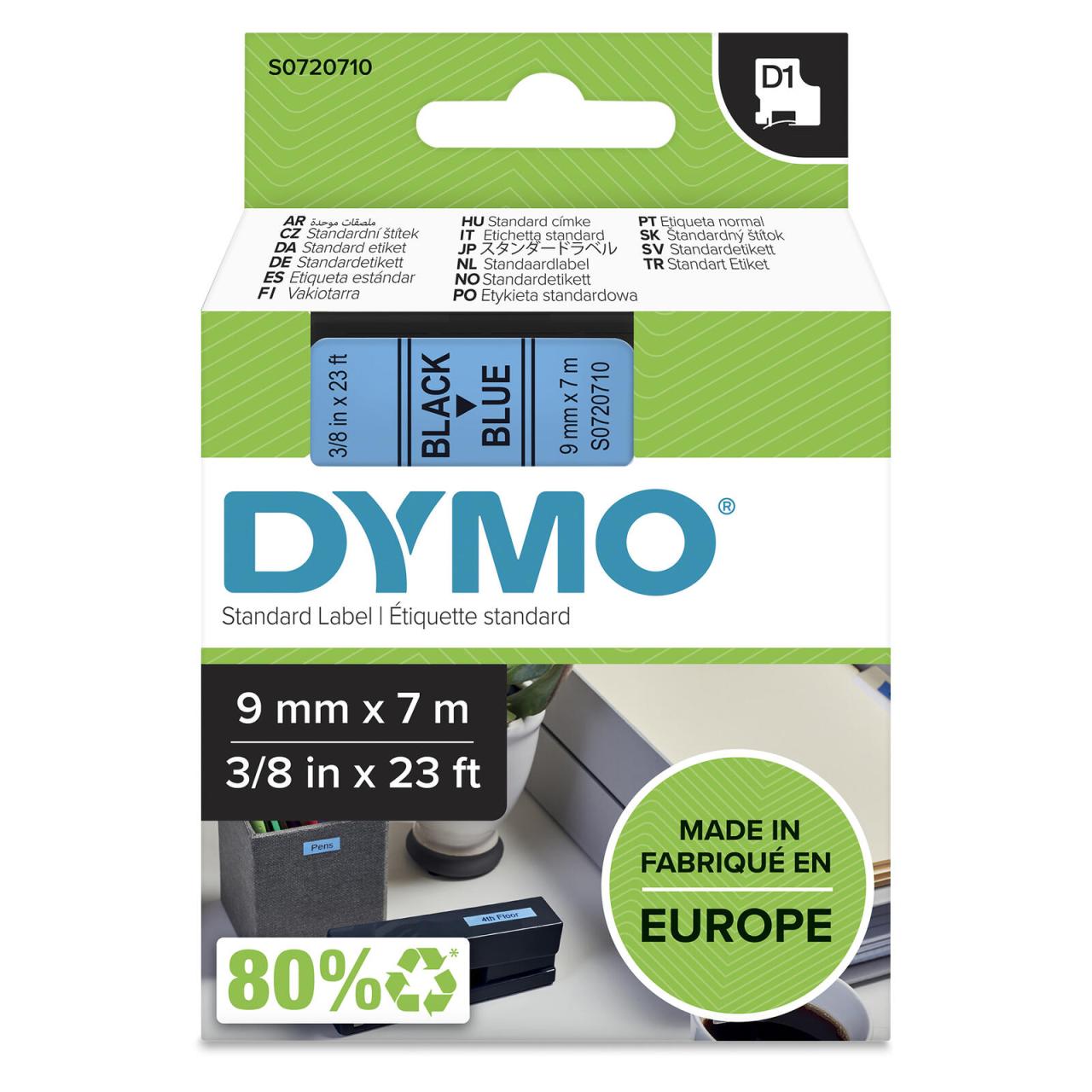 DYMO® Original D1-Schriftband für LabelManager™ 9mm x 7m - schwarz auf blau von Dymo