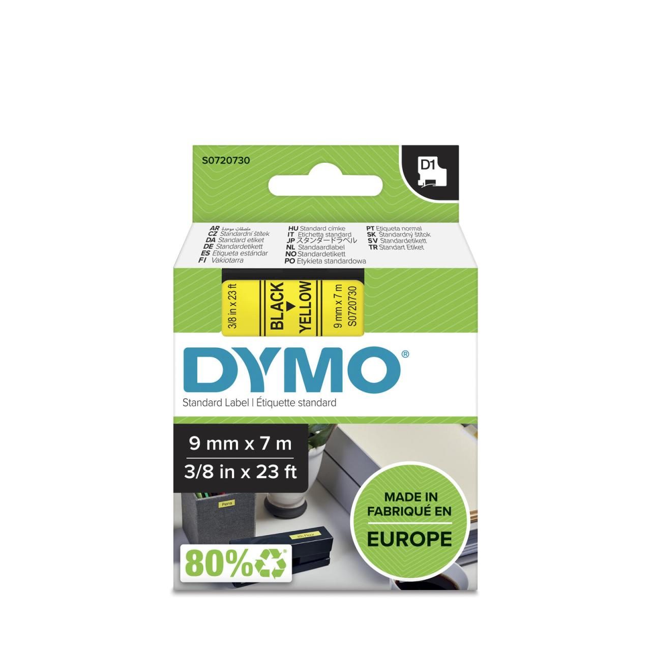 DYMO® Original D1-Schriftband für LabelManager™ 9mm x 7m - schwarz auf gelb von Dymo