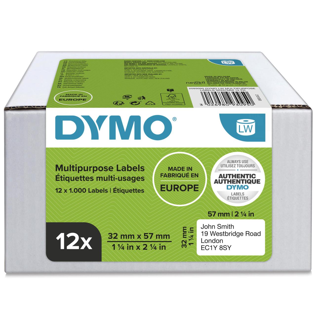 DYMO® Original Etikett für LabelWriter™ 32mm x 57mm Vorteilspack 12x1000 Etik... von Dymo