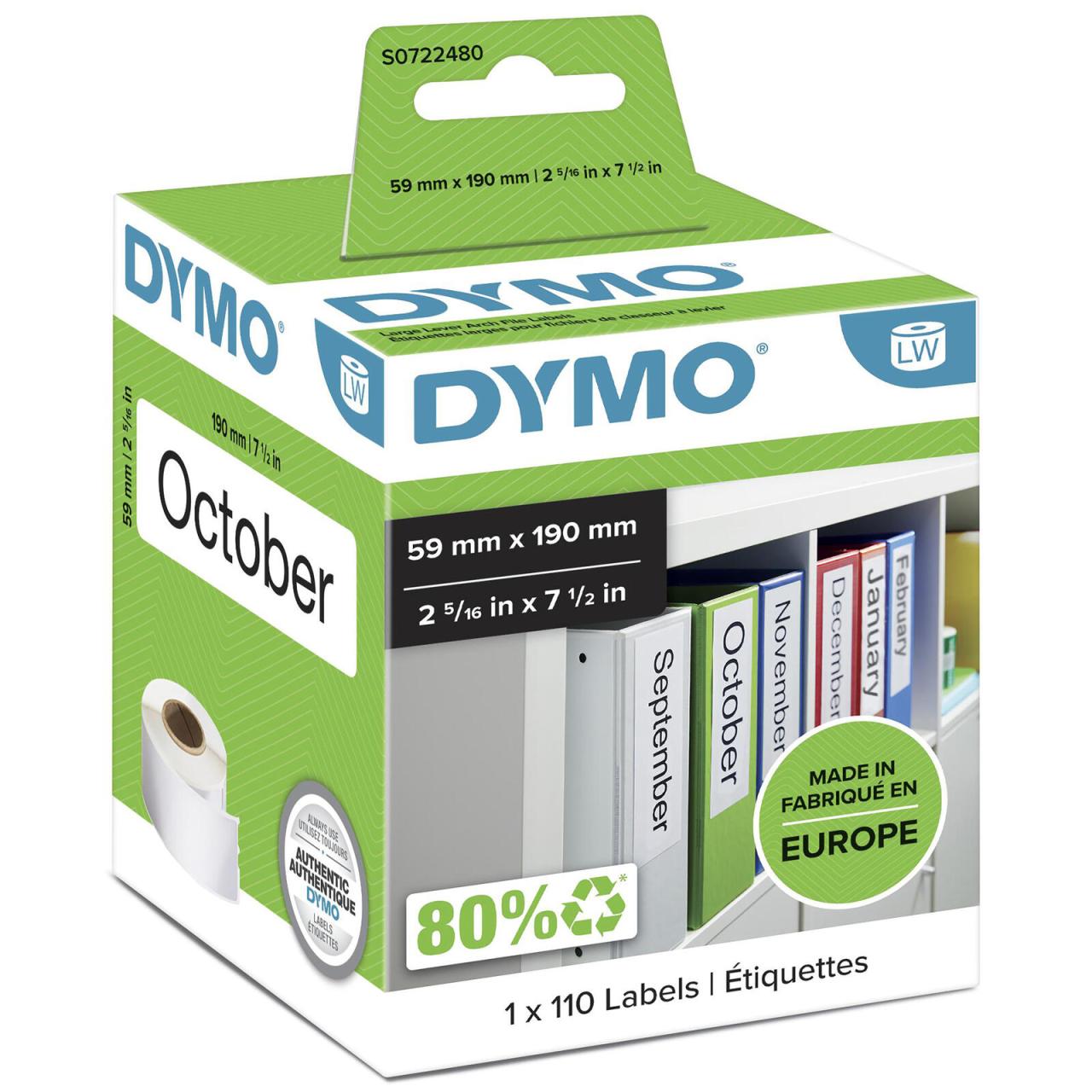 DYMO® Original Etikett für LabelWriter™ 59mm x 190mm - weiß für Ordner breit,... von Dymo