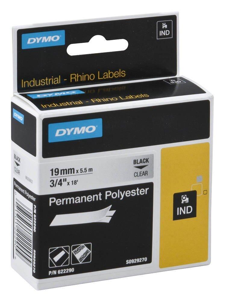 DYMO® Original IND-Schriftband für Rhino™ 19mm x 5,5m - schwarz auf transparent von Dymo