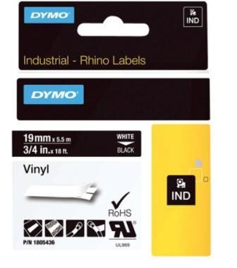 DYMO® Original IND-Schriftband für Rhino™ Vinyl 19mm x 5,5m - weiss auf schwarz von Dymo