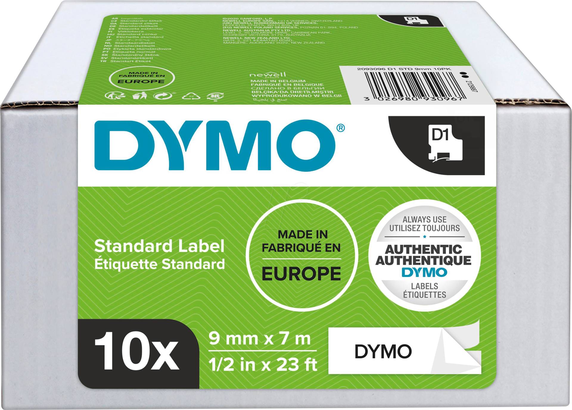 DYMO 2093096 - DYMO D1 Polyesterband, 9 mm, schwarz/weiß, VP von Dymo