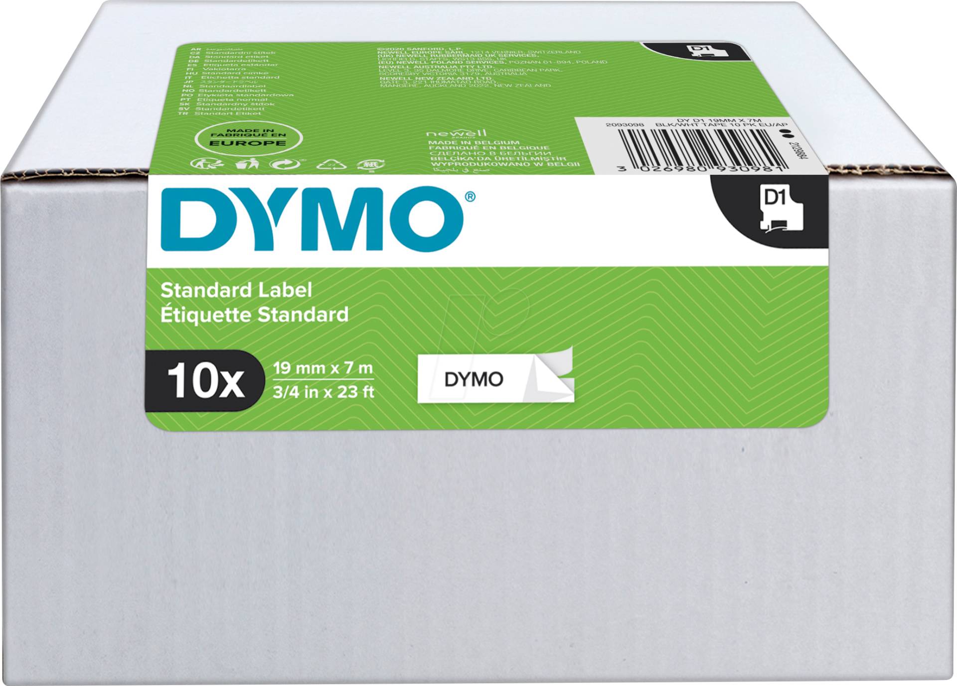 DYMO 2093098 - DYMO D1 Polyesterband, 19 mm, schwarz/weiß, VP von Dymo