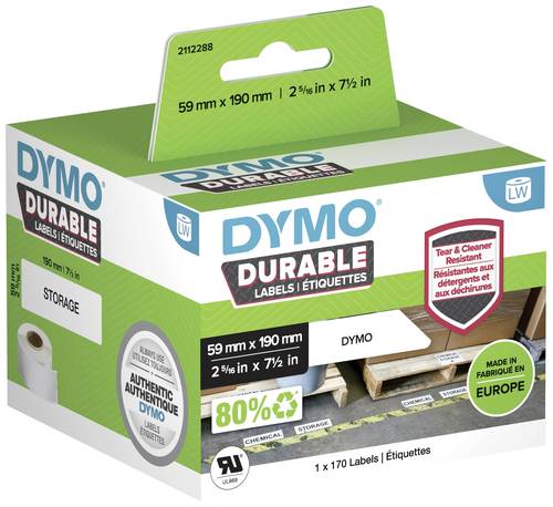 DYMO 2112288 Etiketten Rolle 190 x 59mm Polypropylen-Folie Weiß 170 St. Permanent haftend Universal von Dymo