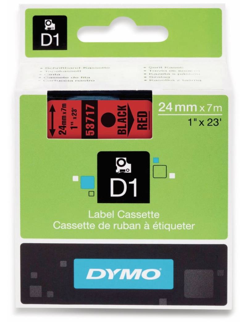 DYMO Beschriftungsband D1 für LabelManager, schwarz auf rot, Standard, 24 mm von Dymo