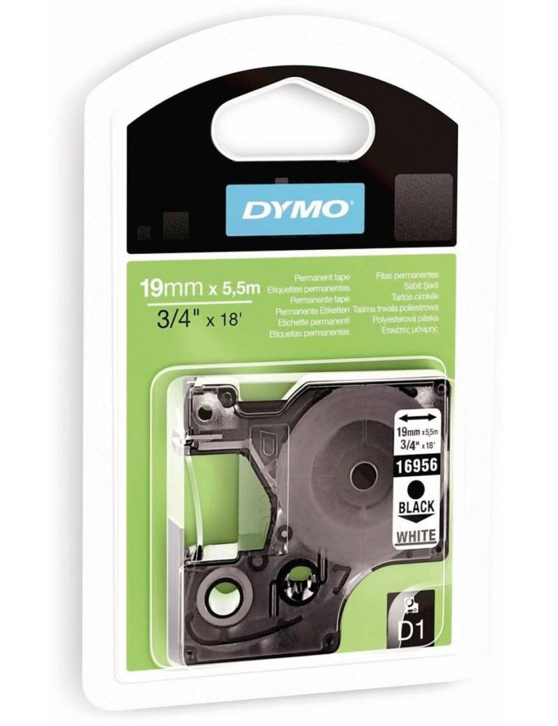 DYMO Beschriftungsband D1 für LabelManager, schwarz auf weiß, Polyester, 19 mm von Dymo
