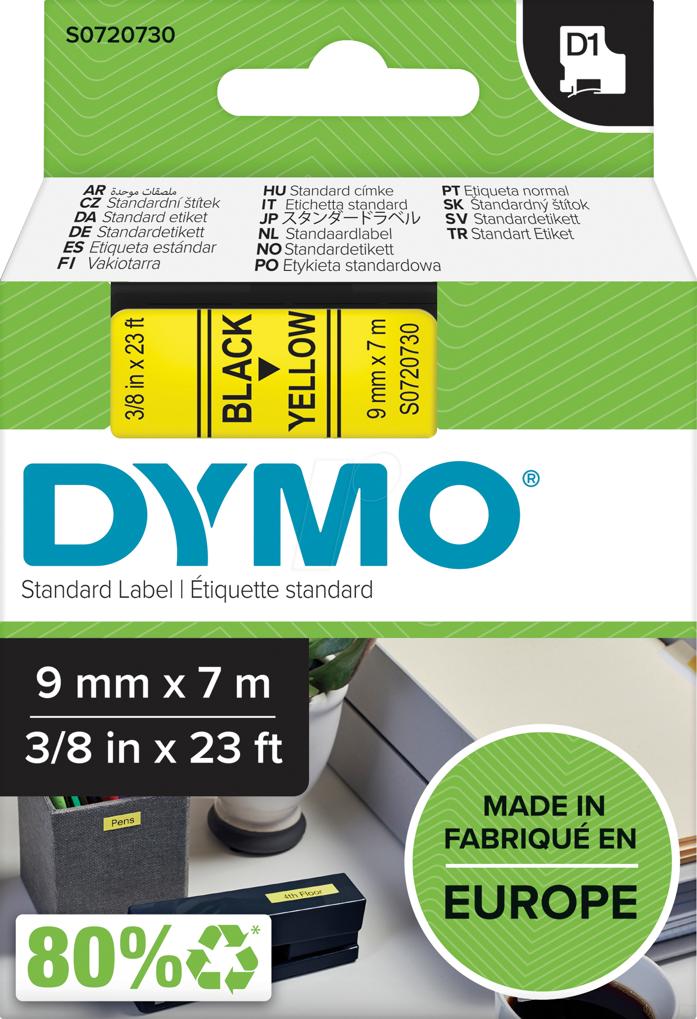 DYMO D1 40918 - DYMO D1 Schriftband, 9mm, schwarz/gelb von Dymo