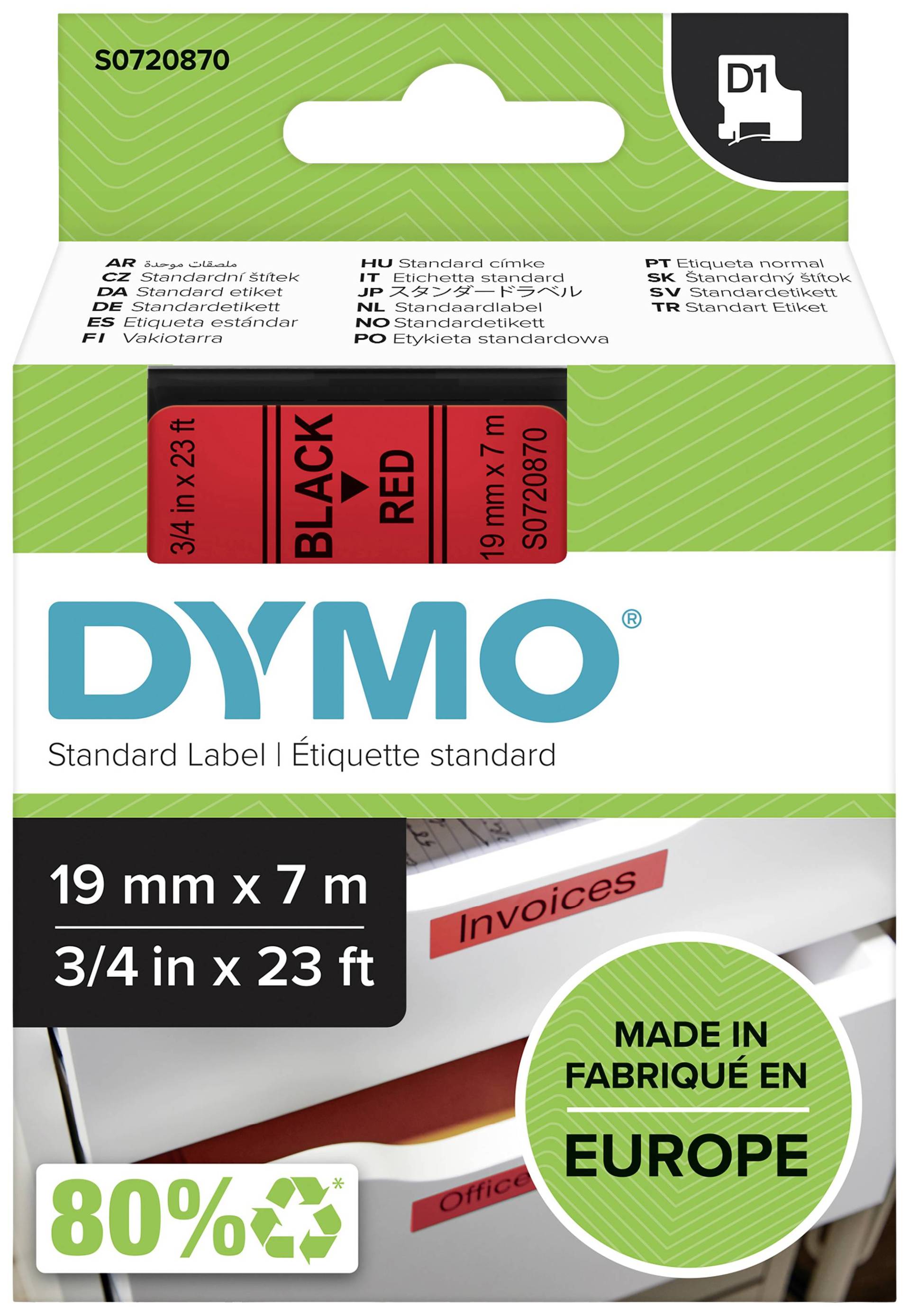 DYMO D1 Schriftband 19mmx7.0m schwarz->rot DYMO D1 Schriftband 19mmx7.0m schwarz->rot von Dymo