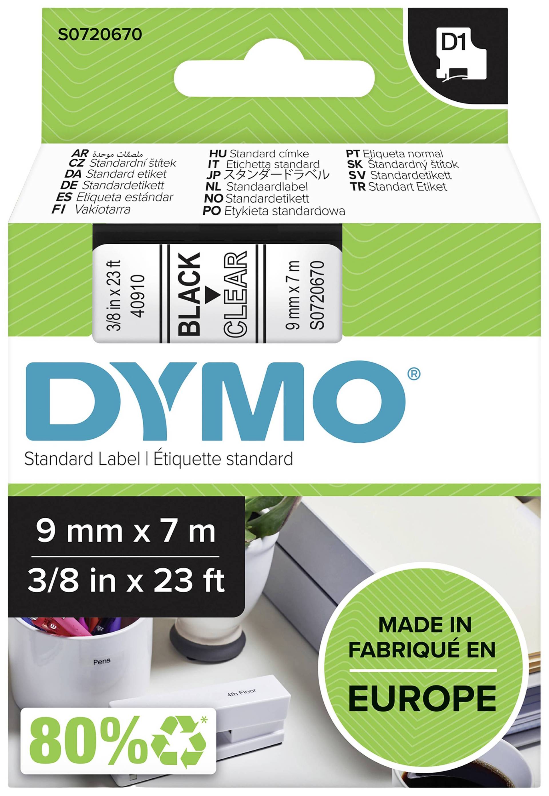 DYMO D1 Schriftband 40910 9mmx7.0m schwarz->transp. DYMO D1 Schriftband 40910 9mmx7.0m schwarz->transp. von Dymo