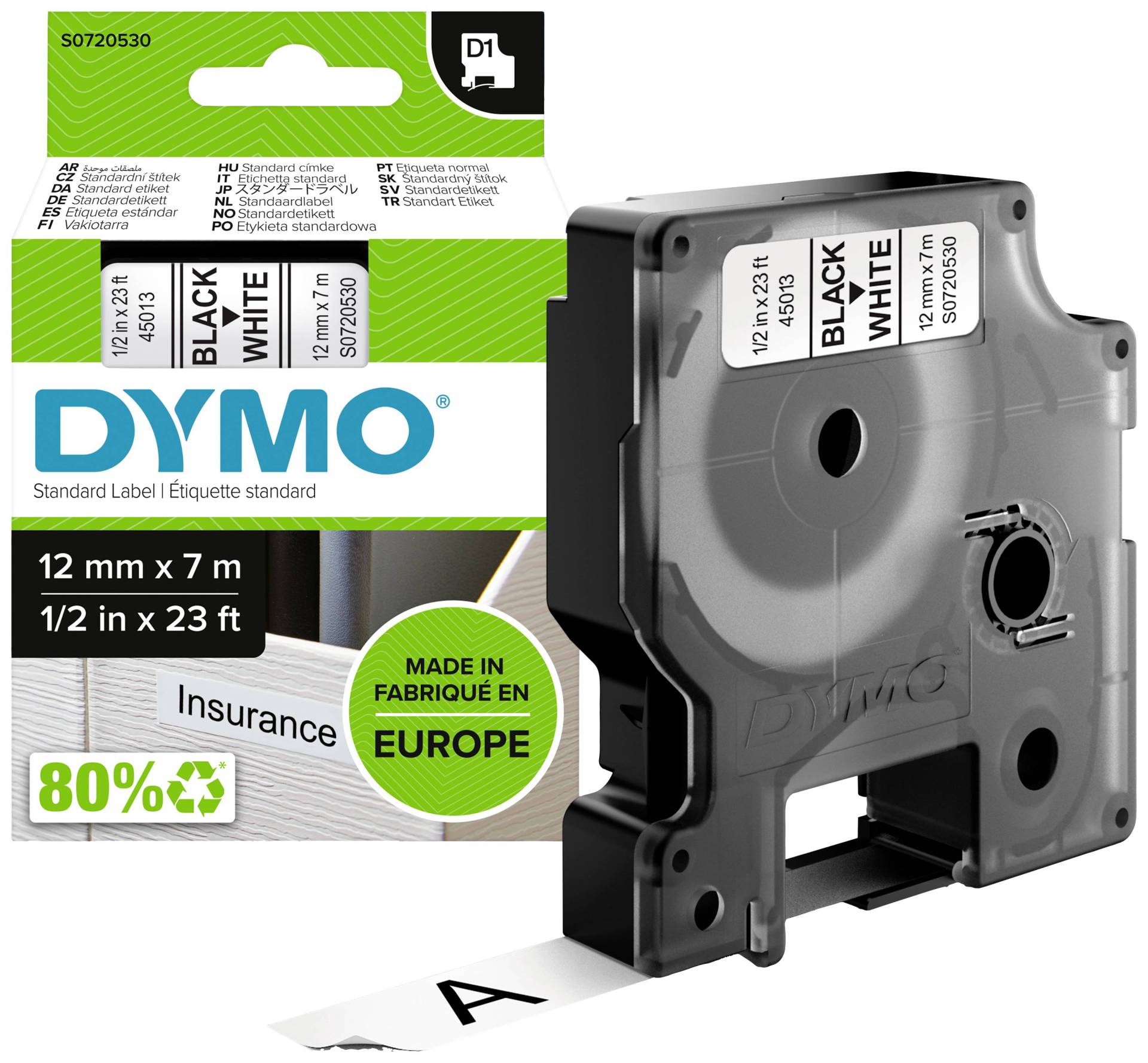 DYMO D1 Schriftband 45013 12mmx7.0m schwarz->weiß DYMO D1 Schriftband 45013 12mmx7.0m schwarz->weiß von Dymo