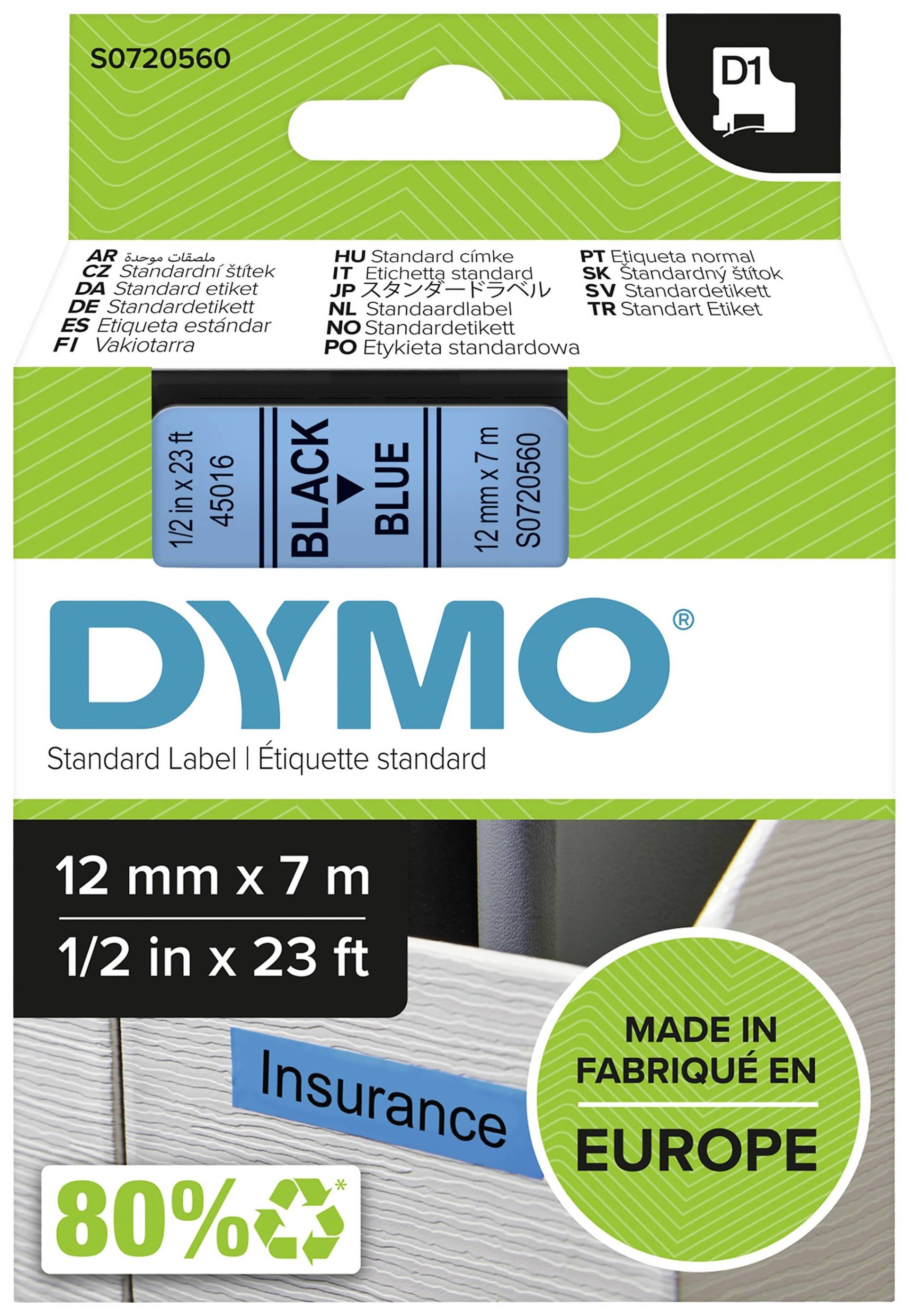 DYMO D1  Schriftband 45016  12mmx7.0m schwarz->blau von Dymo