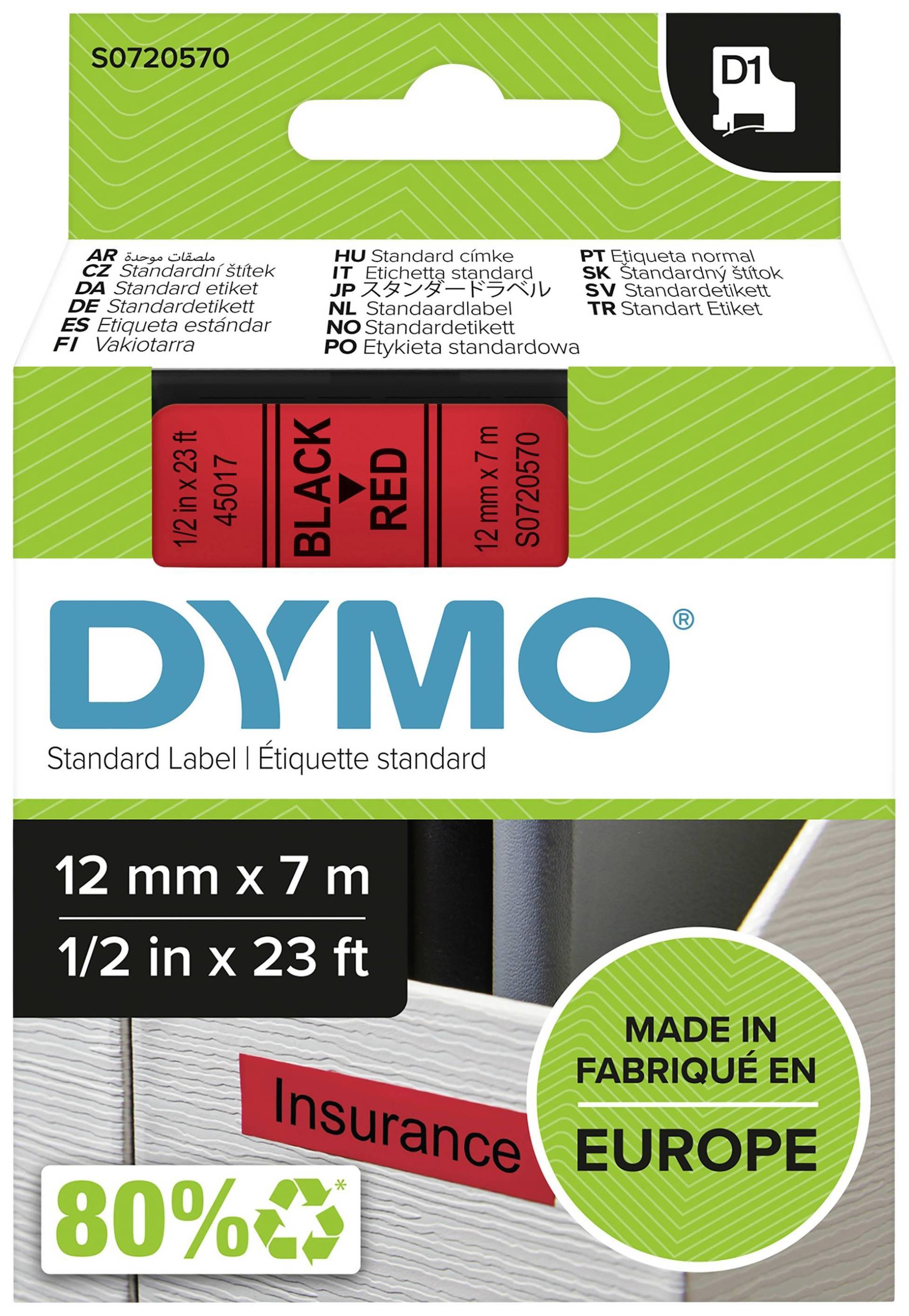 DYMO D1 Schriftband 45017 12mmx7.0m schwarz->rot DYMO D1 Schriftband 45017 12mmx7.0m schwarz->rot von Dymo