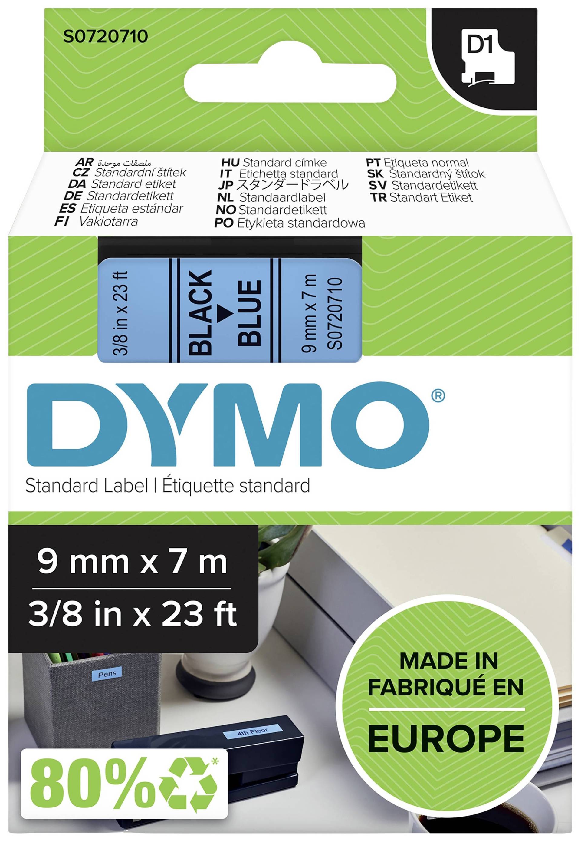 DYMO D1  Schriftband         9mmx7.0m schwarz->blau von Dymo