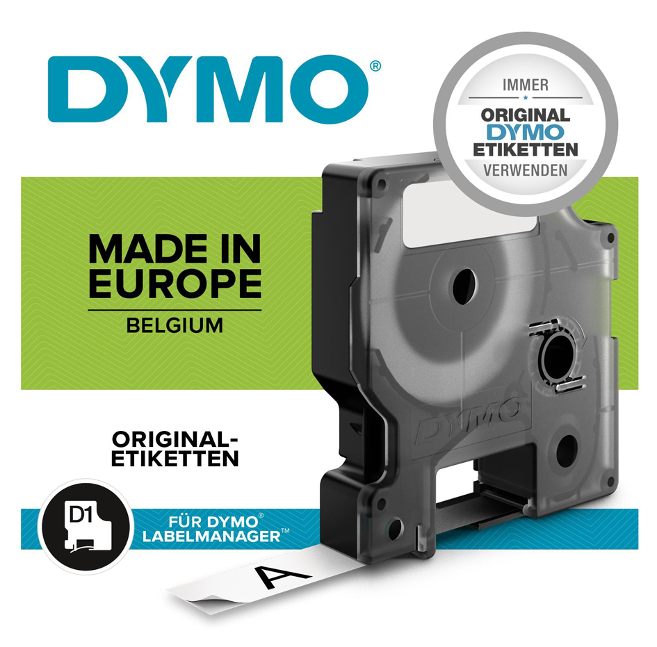 DYMO D1 Schriftbandkassette schwarz/transparent, 12 mm x 7 m von Dymo