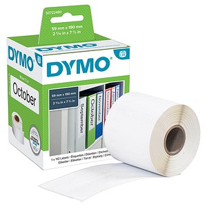 DYMO Endlosetikettenrolle für Etikettendrucker S0722480 weiß, 59,0 x 190,0 mm, 1 x 110 Etiketten von Dymo