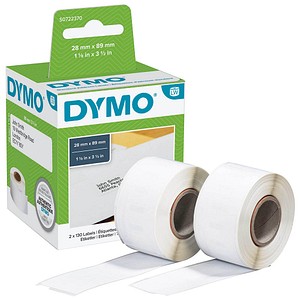 DYMO Endlosetikettenrollen für Etikettendrucker S0722370 weiß, 28,0 x 89,0 mm, 2 x 130 Etiketten von Dymo