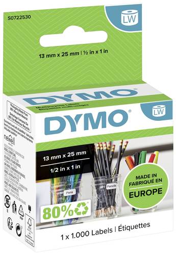 DYMO Etiketten Rolle 11353 S0722530 25 x 13mm Papier Weiß 1000 St. Permanent haftend Universal-Etik von Dymo