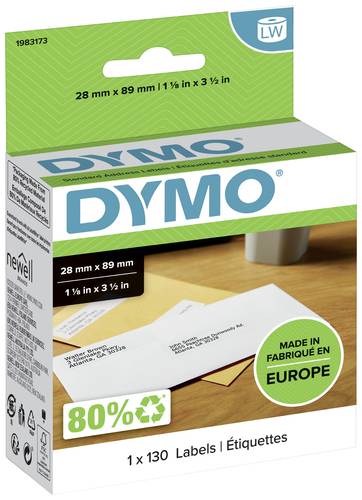 DYMO Etiketten Rolle 1983173 1983173 89 x 28mm Papier Weiß 130 St. Permanent haftend Adress-Etikett von Dymo