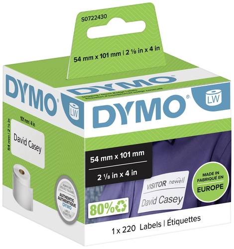 DYMO Etiketten Rolle 99014 S0722430 101 x 54mm Papier Weiß 220 St. Permanent haftend Versand-Etiket von Dymo