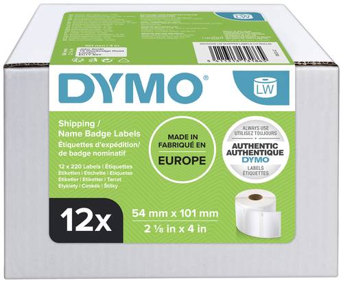 DYMO Etiketten Rolle Kombi-Pack 13186 S0722420 101 x 54mm Papier Weiß 2640 St. Permanent haftend Ve von Dymo