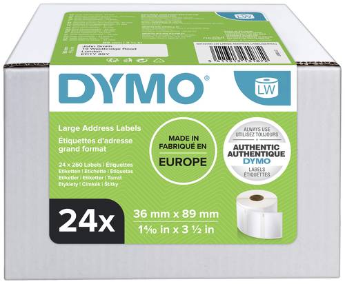 DYMO Etiketten Rolle Kombi-Pack 13187 S0722390 89 x 36mm Papier Weiß 6240 St. Permanent haftend Adr von Dymo