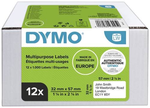 DYMO Etiketten Rolle Kombi-Pack 2093095 2093095 57 x 32mm Papier Weiß 12000 St. Permanent haftend U von Dymo