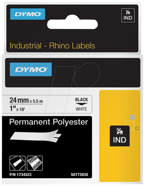 DYMO IND 1734523 - DYMO IND Polyester, 24mm, schwarz/weiß von Dymo