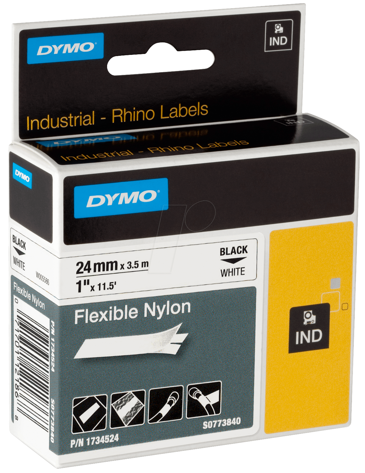 DYMO IND 1734524 - DYMO IND Nylon, 24mm, schwarz/weiß von Dymo
