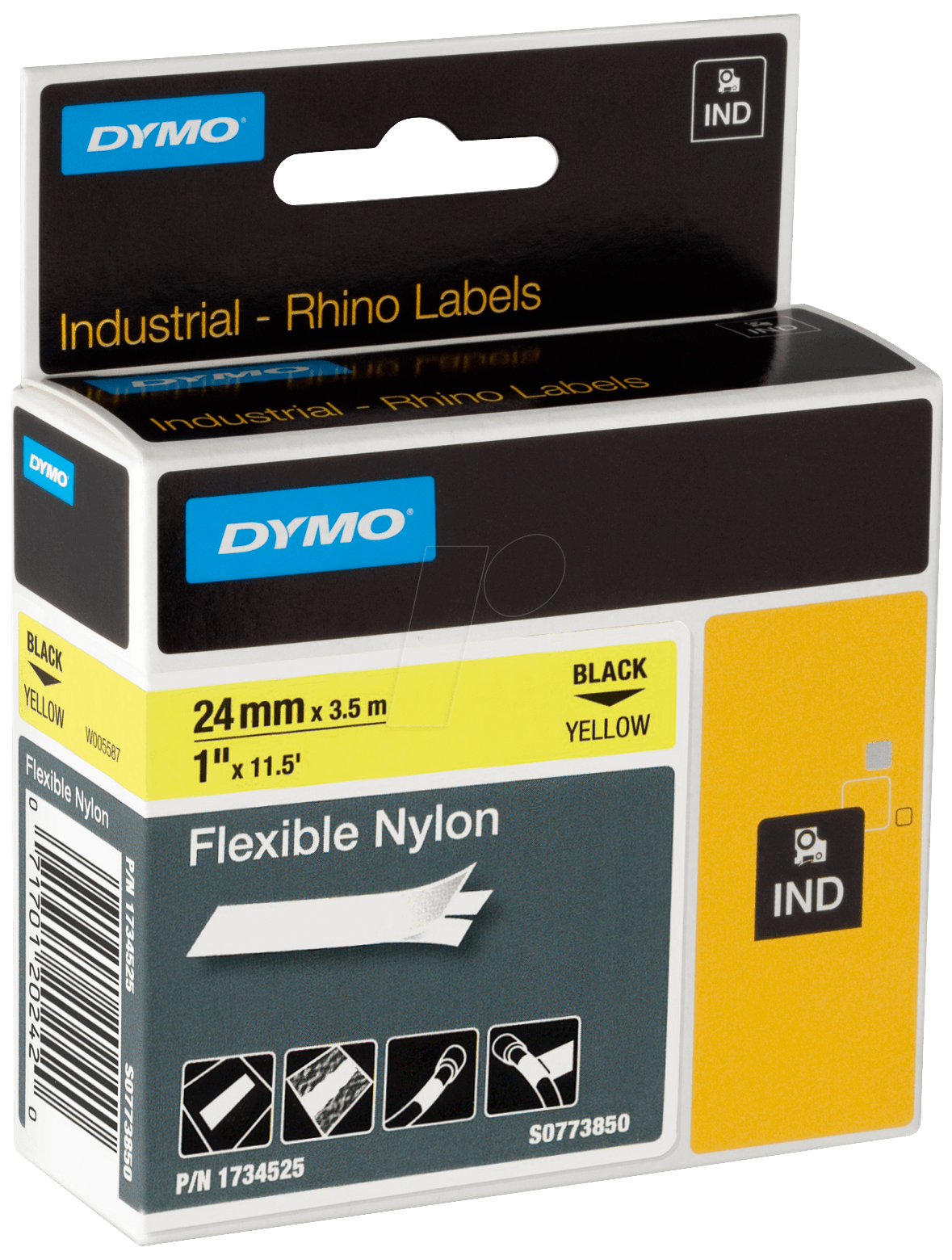 DYMO IND 1734525 - DYMO IND Nylon, 24mm, schwarz/gelb von Dymo