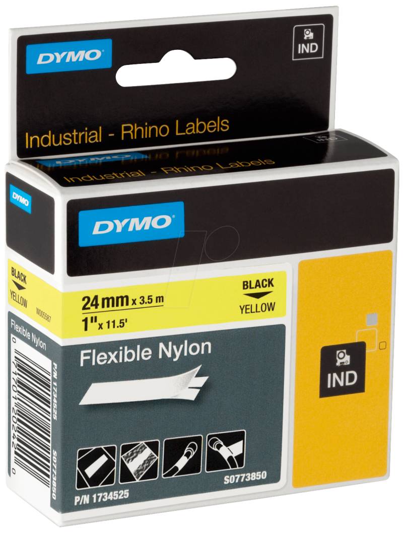 DYMO IND 1734525 - DYMO IND Nylon, 24mm, schwarz/gelb von Dymo