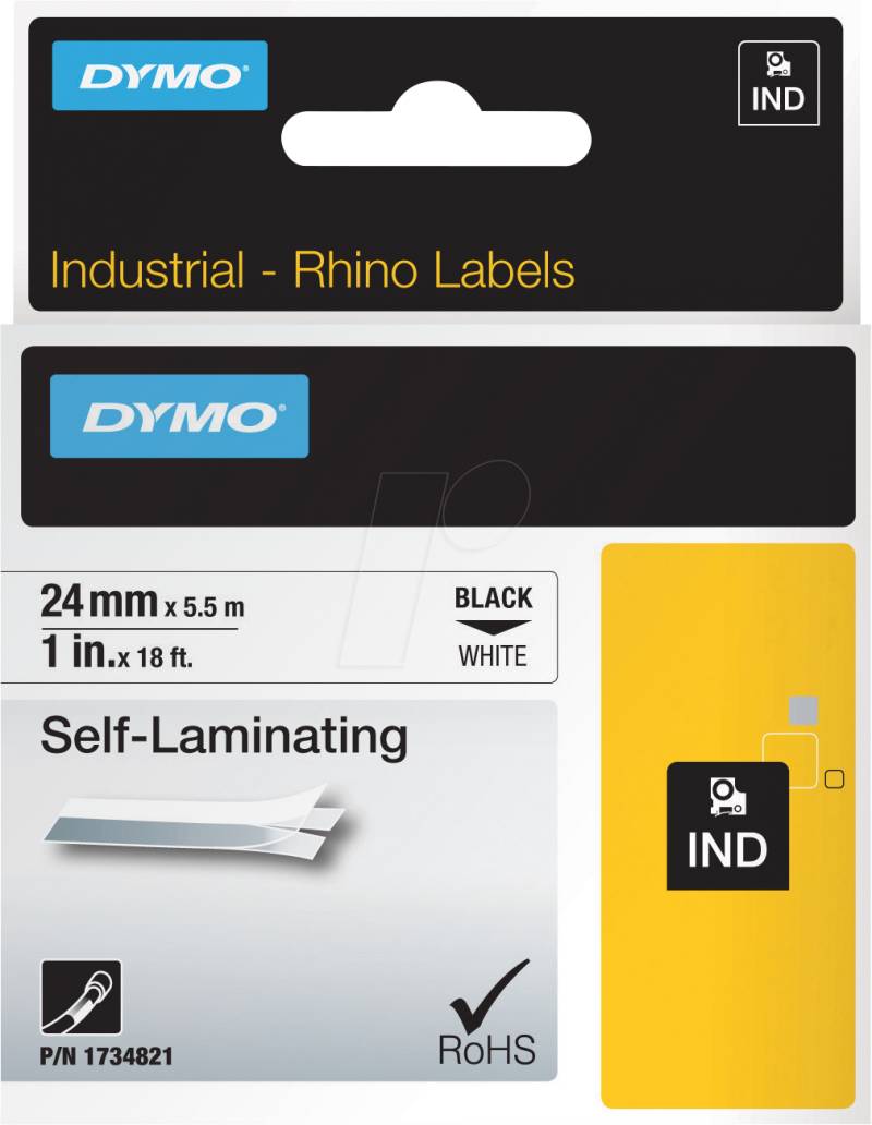 DYMO IND 1734821 - DYMO IND Band Vinyl, 24mm, schwarz/weiß von Dymo